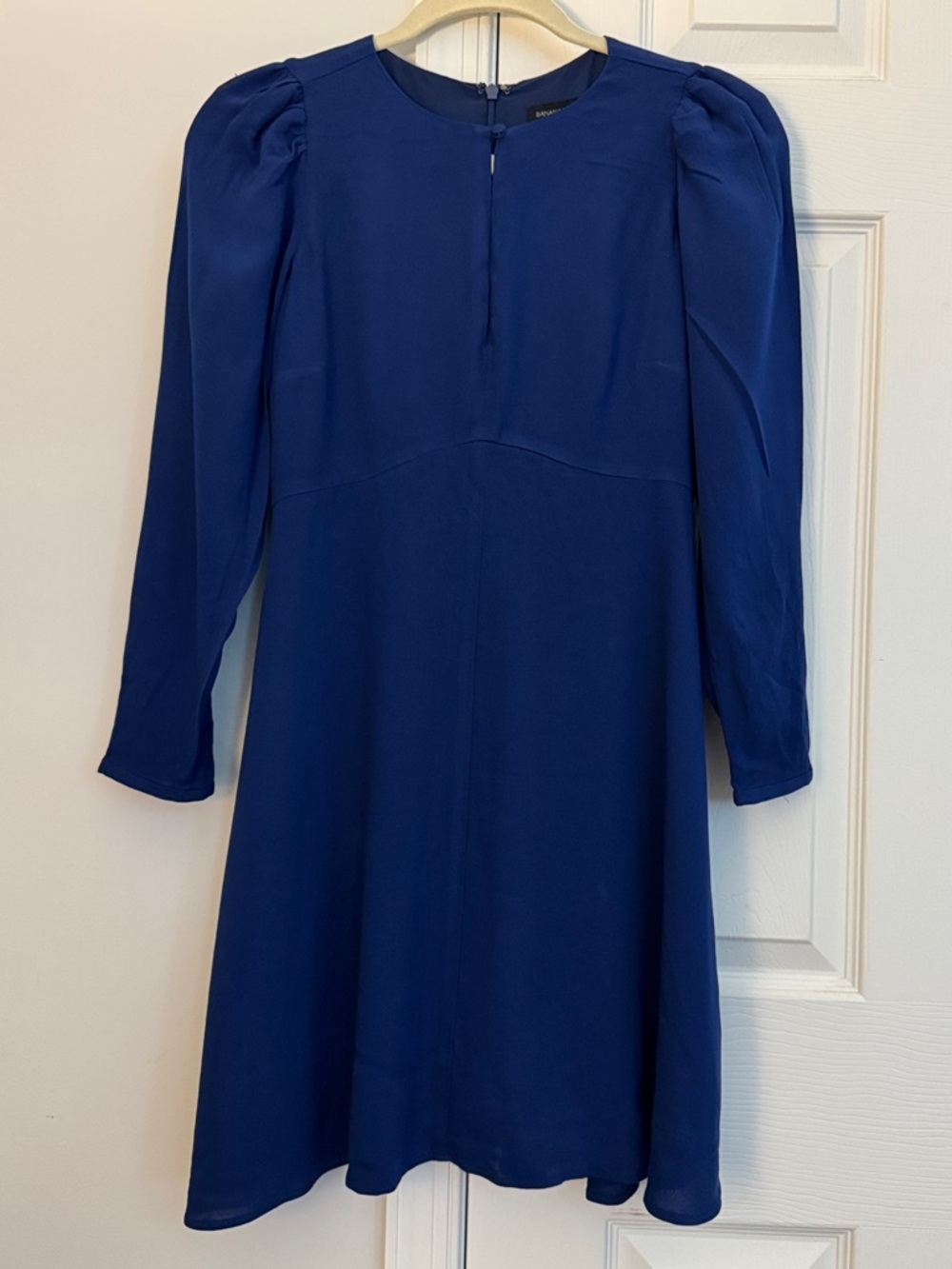 Blue Long-Sleeve A-Line Dress